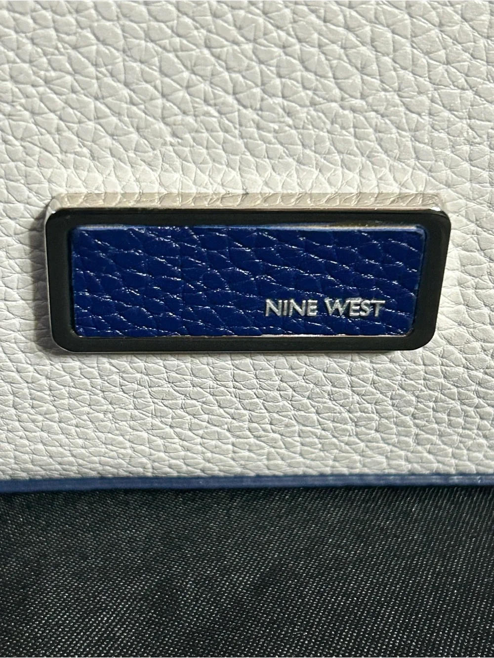 Nine West Women's Two-Tone Blue & White Structured Satchel Handbag